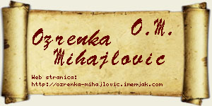 Ozrenka Mihajlović vizit kartica